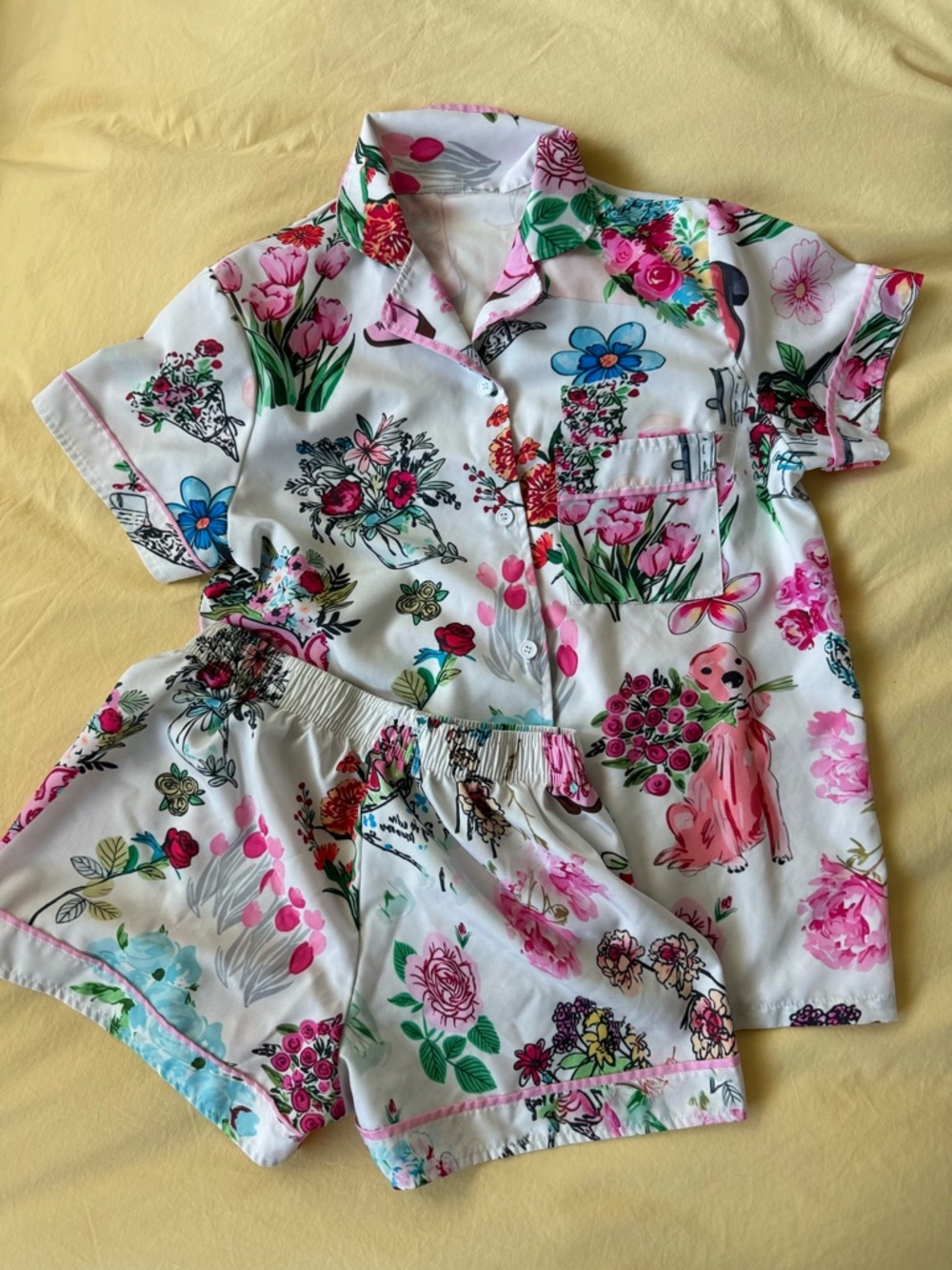 Floral Pink Short Pajama Set